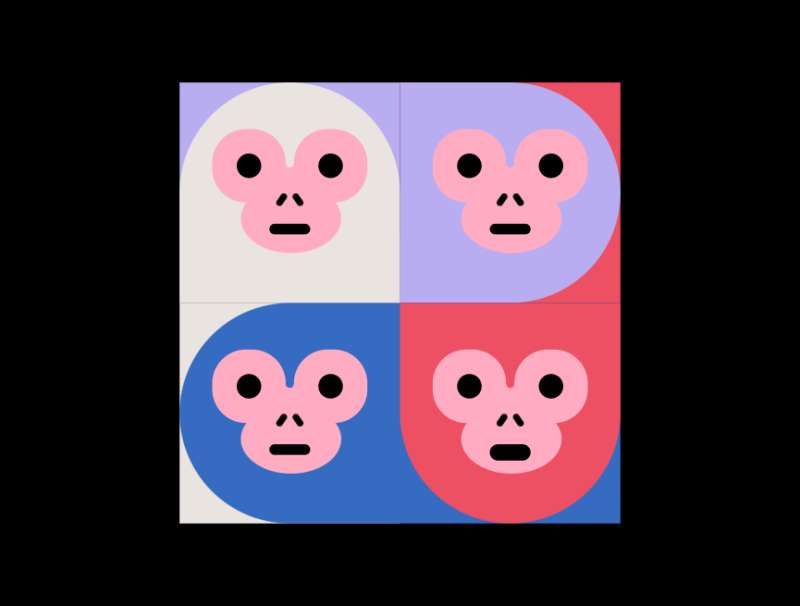 表情动图制作，四只猴子动态图片素材