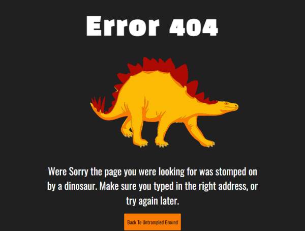错误页面设计，恐龙404错误页模板