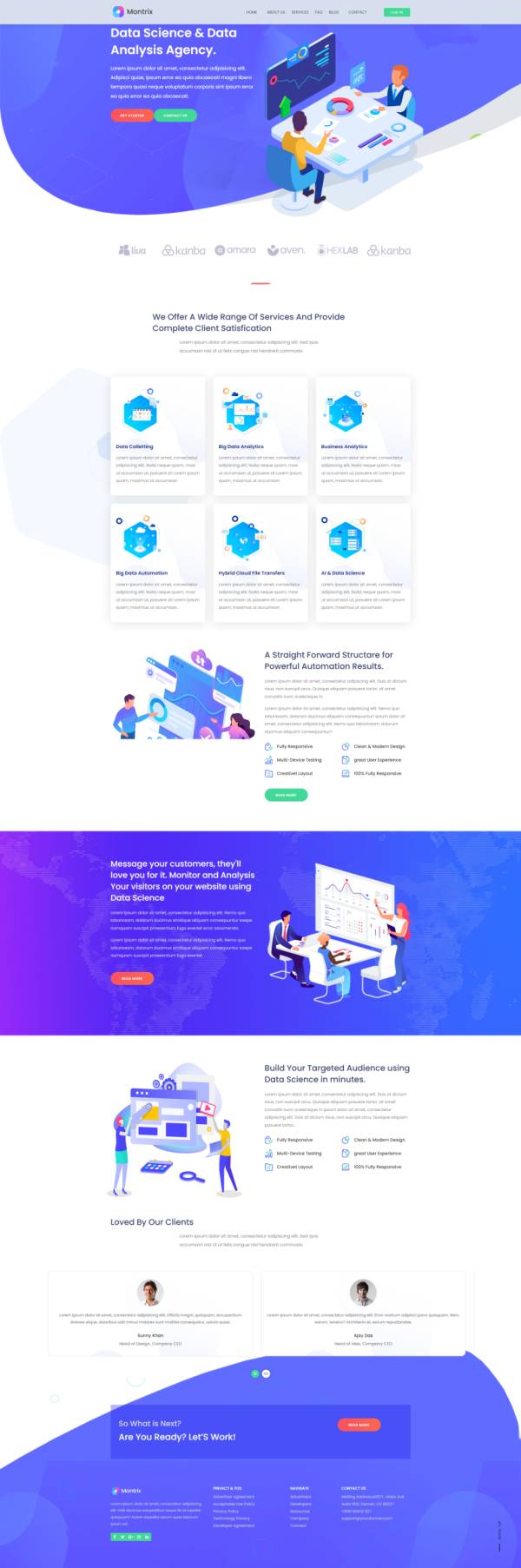 科技公司网页界面设计，紫色企业官网模板