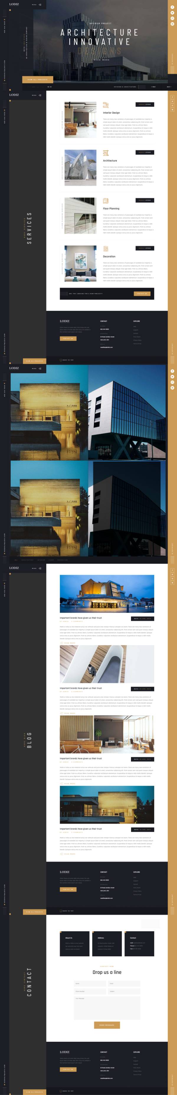 建筑公司网站制作，高端室内设计网页模板