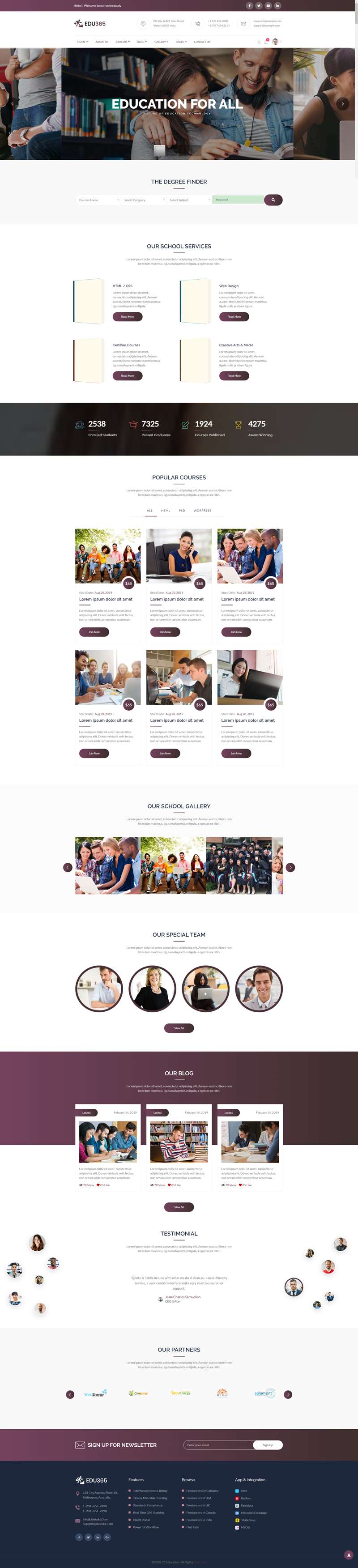 培训机构网页设计，通用教育网页设计模板