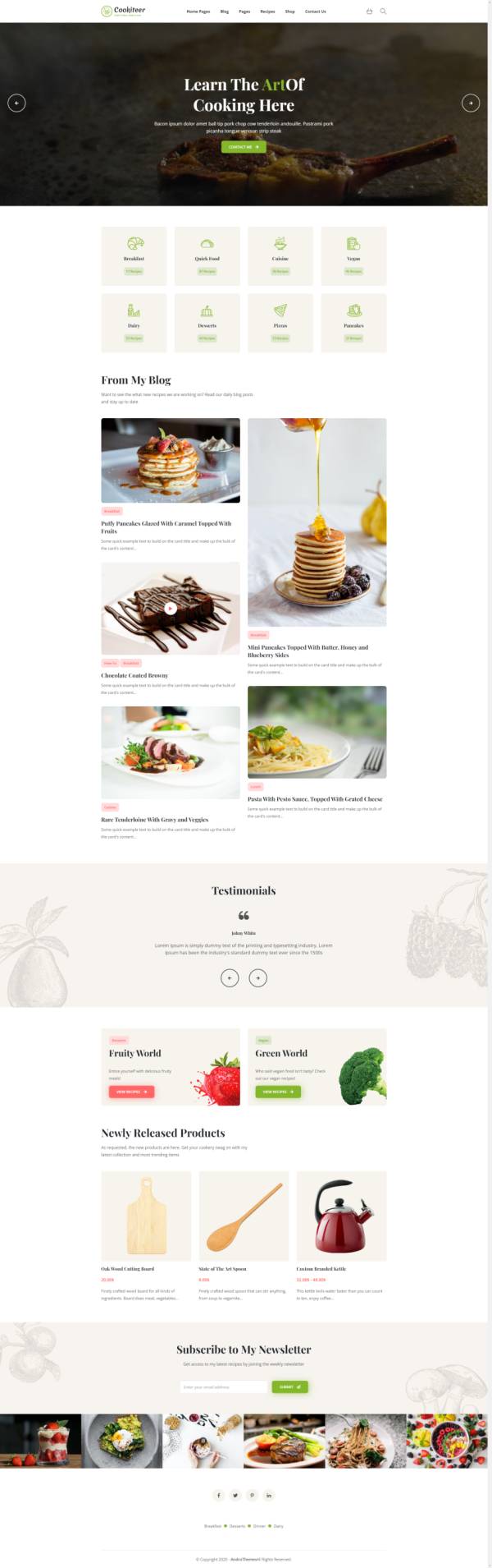 美食网页设计模板及代码，优质餐饮博客网页模板
