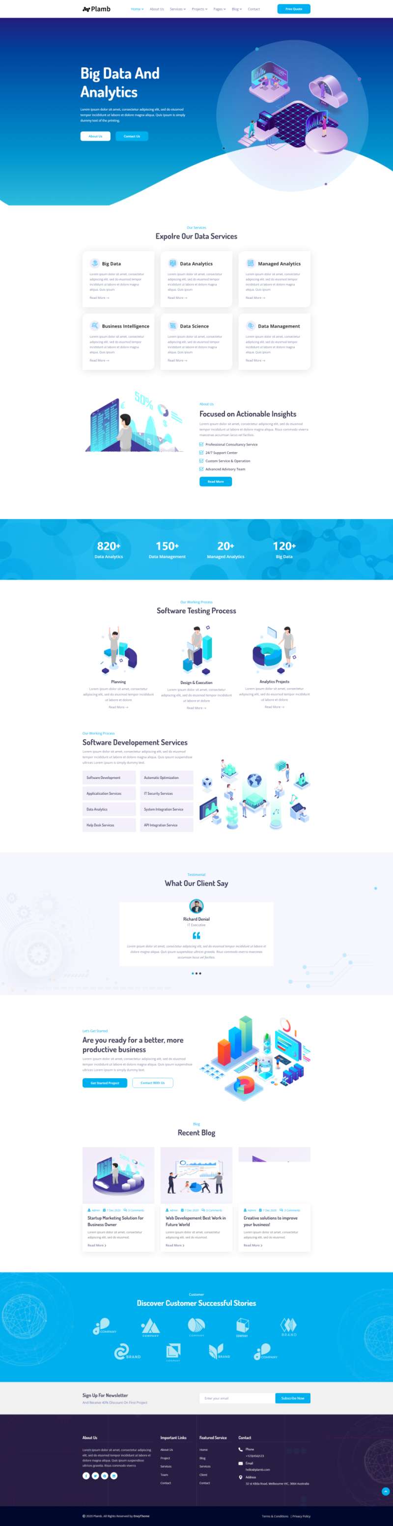 科技公司网页界面设计，蓝色互联网企业网站制作