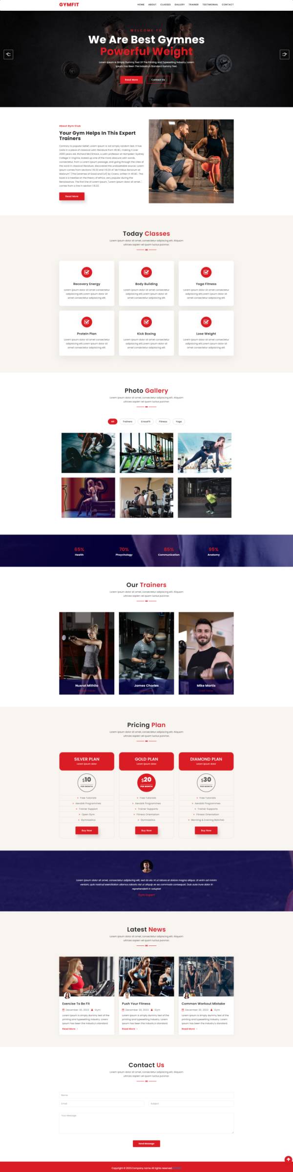体育运动网页设计，健身馆网站设计模板