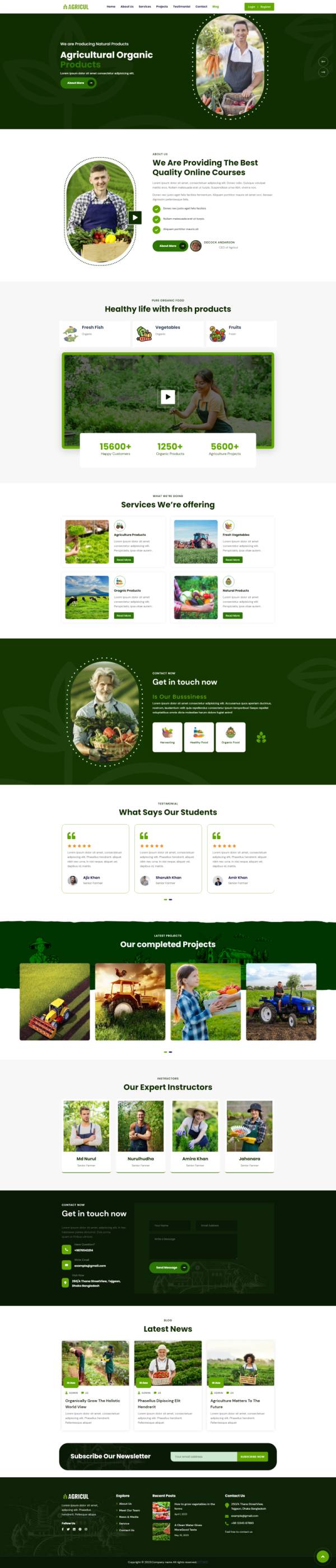 农产品网页界面设计，绿色农业种植网页模板