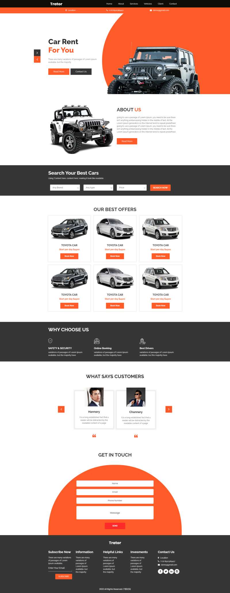 汽车销售网页设计htmlcss，租车服务网页设计模板