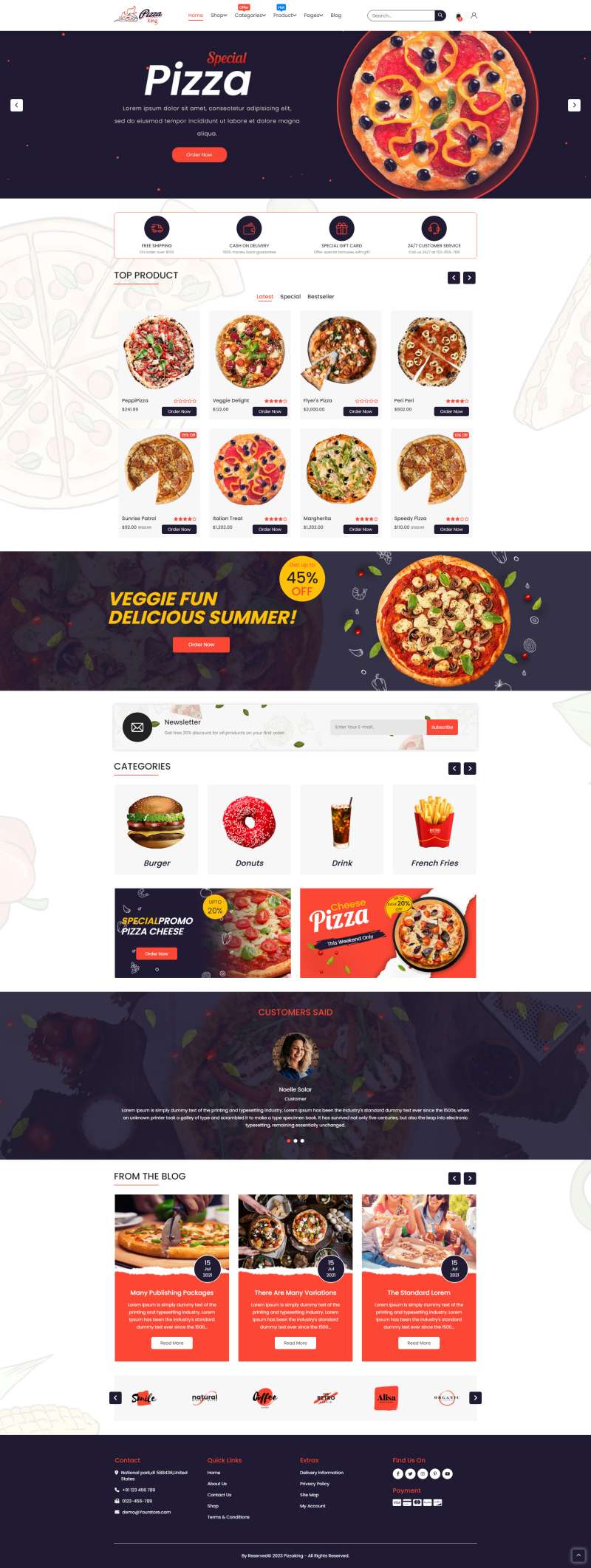 网站模板免费，披萨网上订餐网站模板