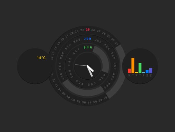 时钟显示器设计，圆形日历表格制作