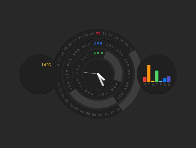 时钟显示器设计，圆形日历表格制作