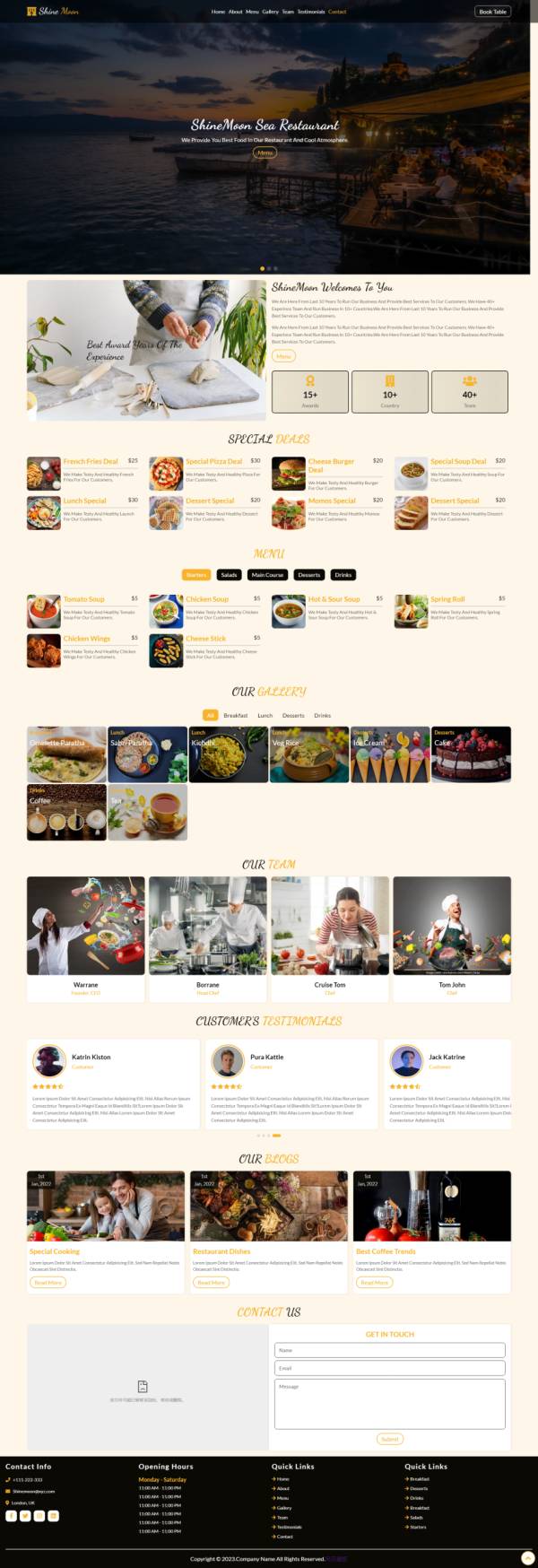网站源码分享，餐厅网页设计模板html代码模板
