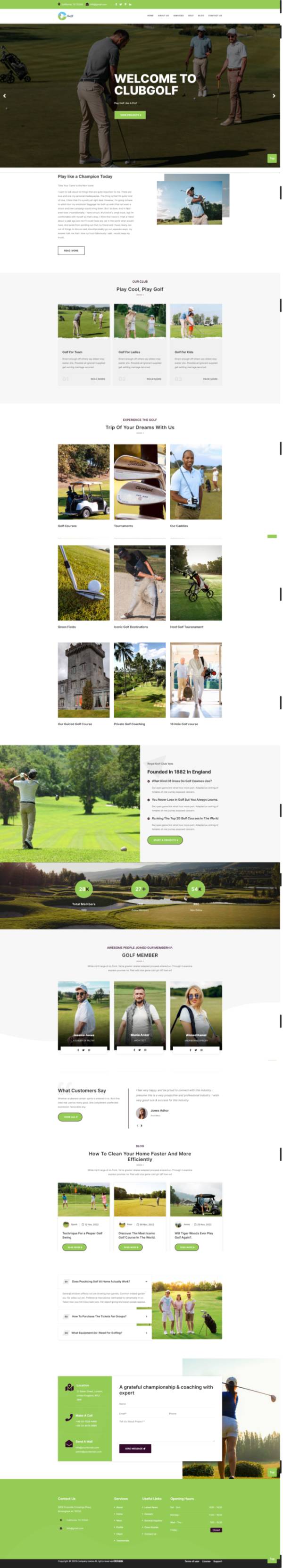 网页设计制作网站模板必备，高尔夫俱乐部网页设计模板