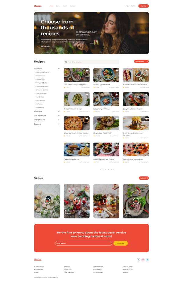 html网页制作，烹饪博客网页设计模板下载