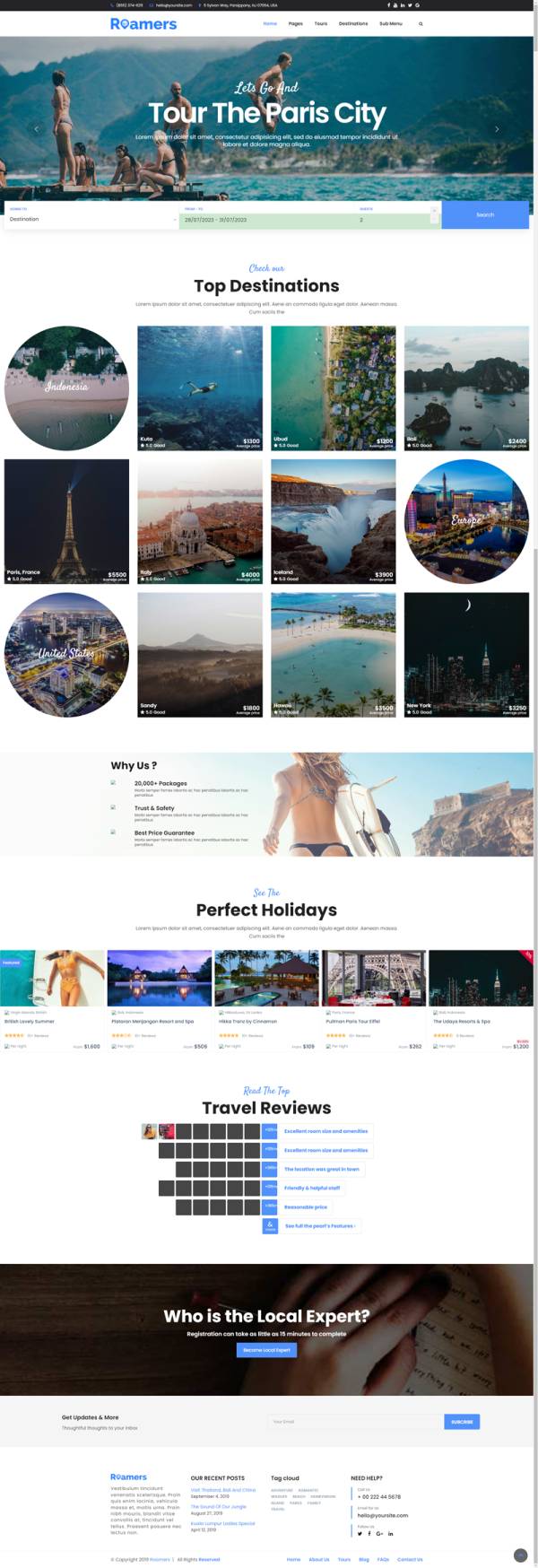 html网页制作，优质旅游预订网页模板