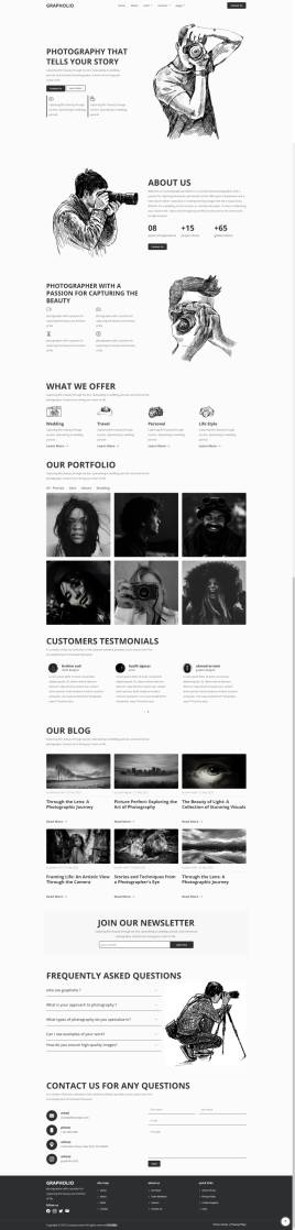 个人网站搭建，黑白摄影网页制作模板