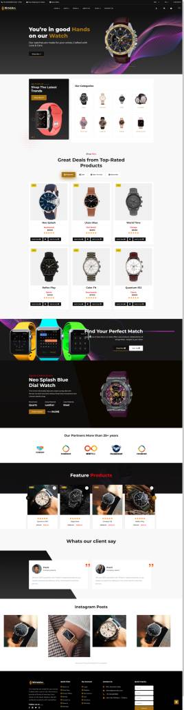 网页制作代码html制作一个网页素材，时尚手表电商网站设计