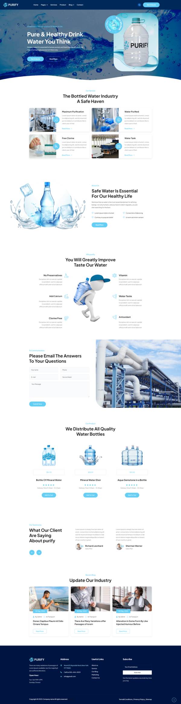html+css网页设计，水厂公司网页设计模板