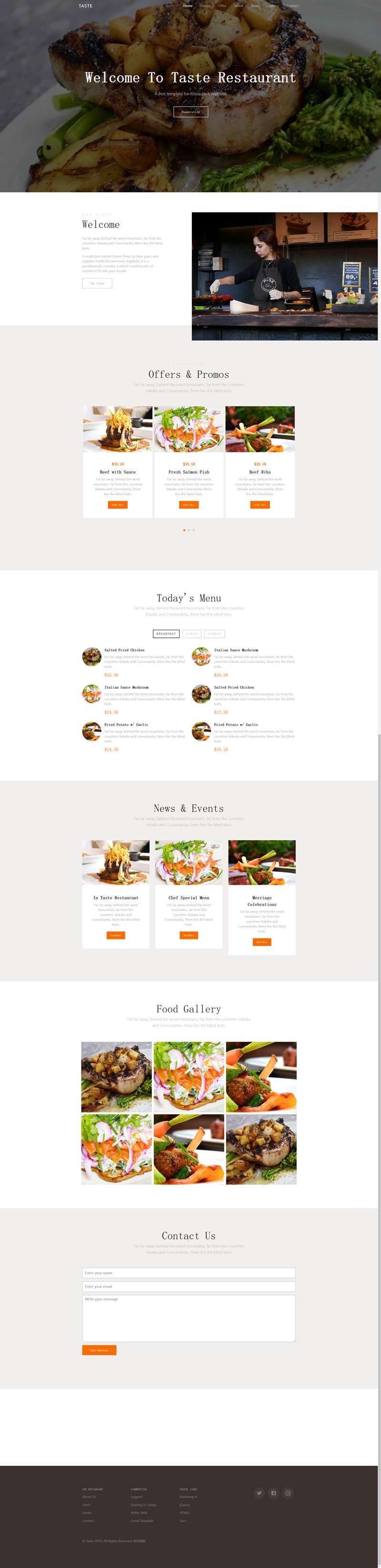 网页模板设计，大气bootstrap餐饮类网站首页