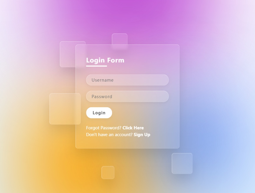 登錄表單頁面html，玻璃擬態(tài)設(shè)計(jì)素材