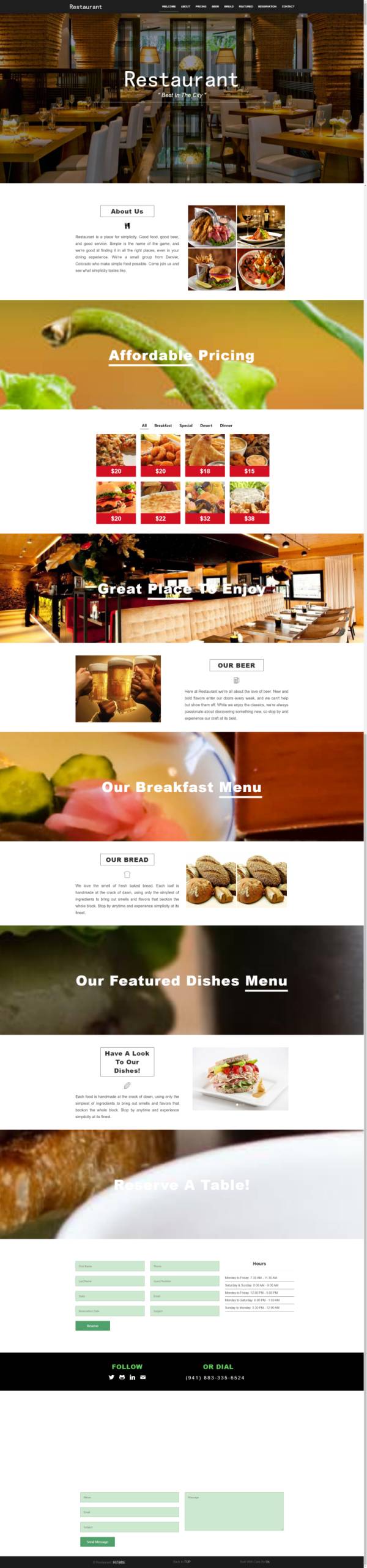 网页设计代码模板必备，餐厅网站源代码下载