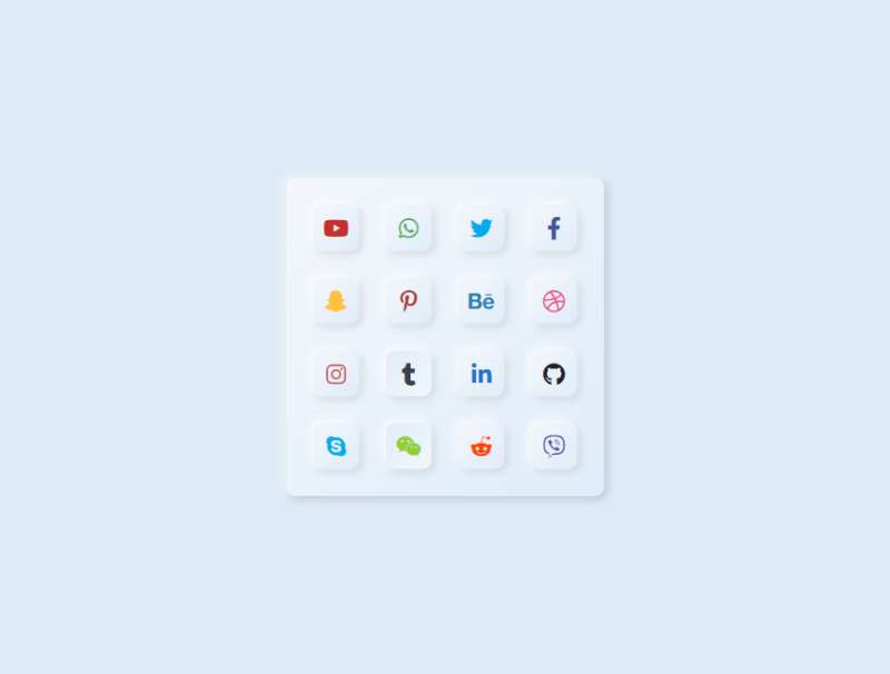 新拟态按钮式ui设计，社交分享按钮图片素材