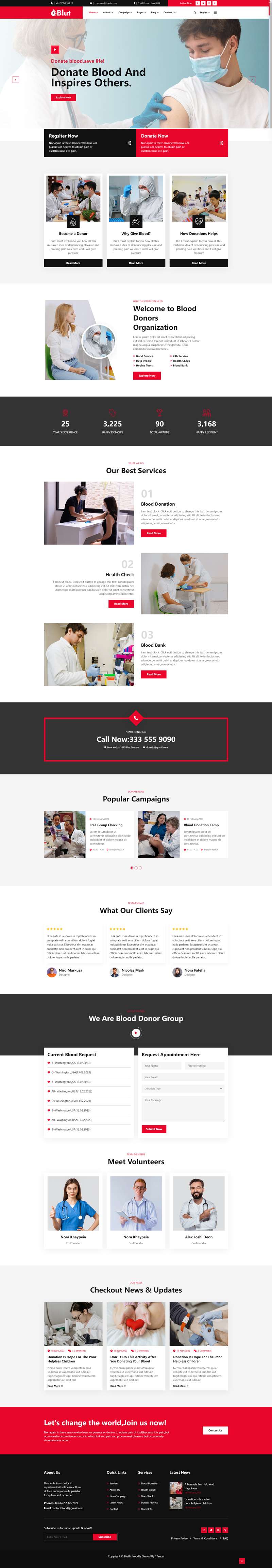 网页设计代码模板必备，红色献血宣传网页设计