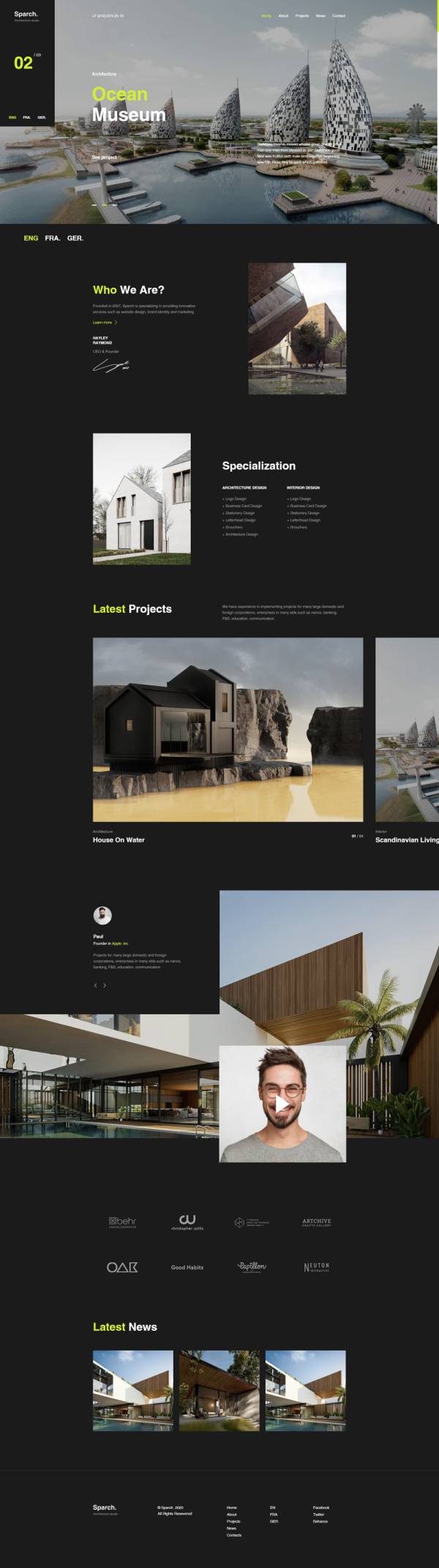 html+css网页设计，黑色建筑设计网站模板