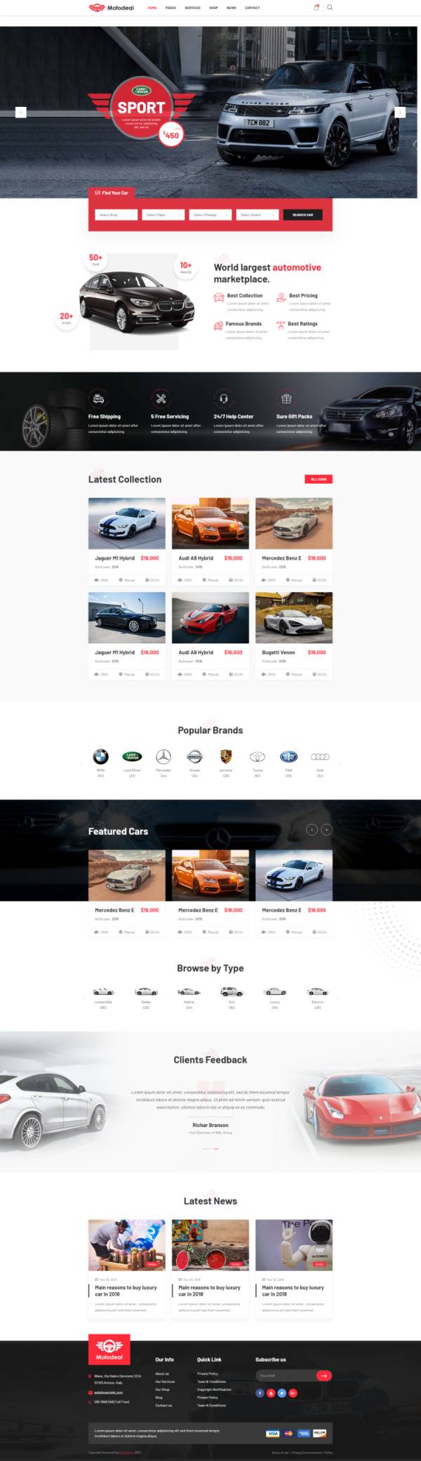 网页设计代码模板参考，汽车销售网页设计htmlcss必备