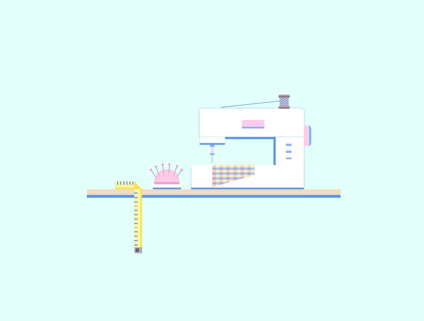 縫紉機動畫演示，插圖動畫制作素材
