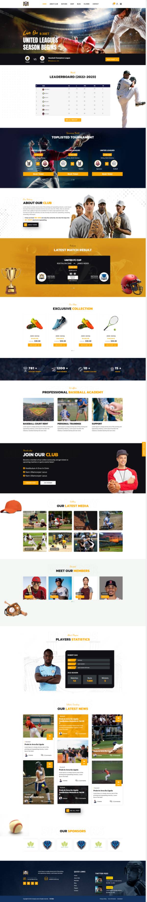 网页制作代码大全，棒球俱乐部网页设计模板下载