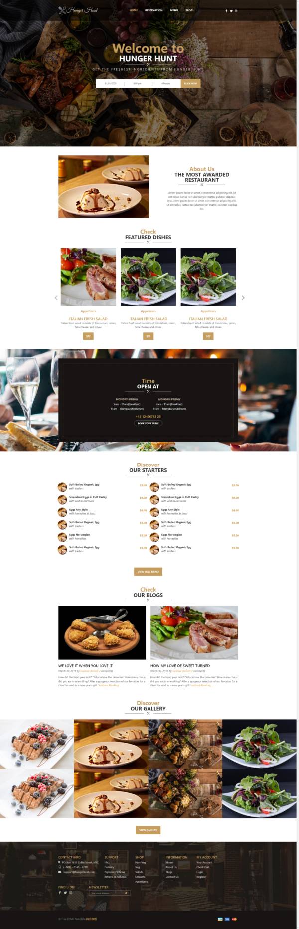 html网页制作，高级的餐厅网站页面设计