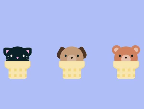冰淇淋插画素材下载，可爱动物冰淇淋图片