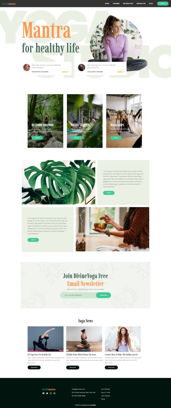 html网页制作，瑜伽锻炼网页模板必备