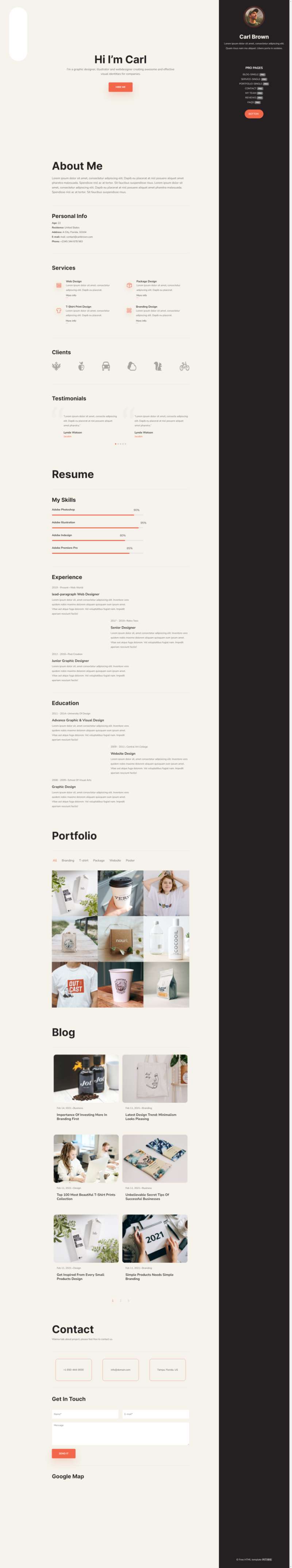 简历模板简单免费参考，实用设计师个人网站模板