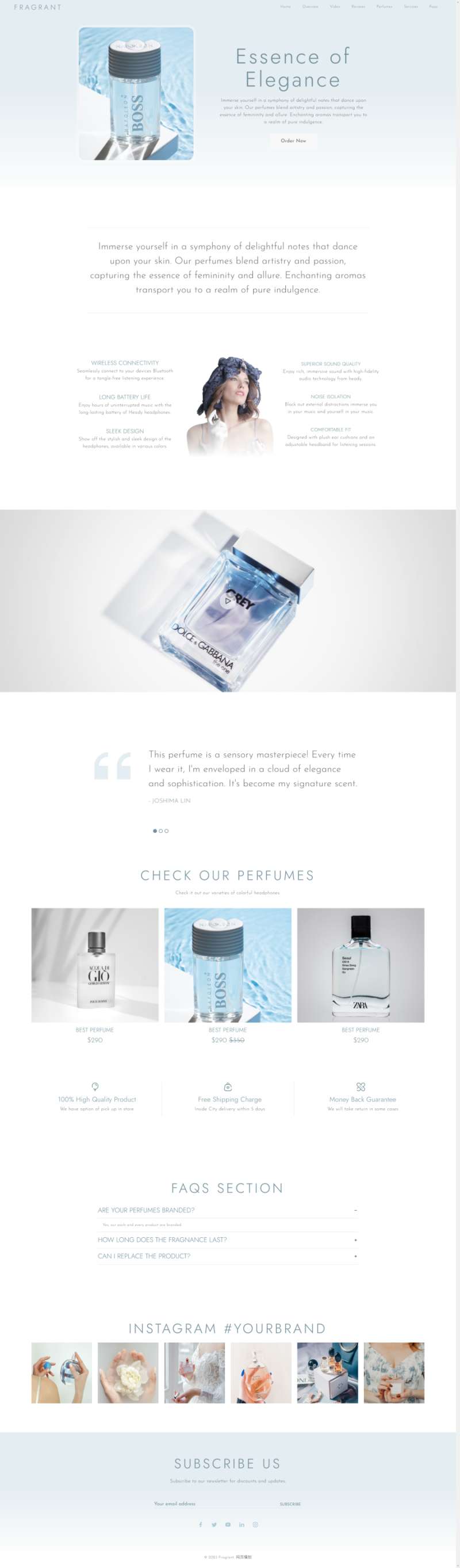 网页设计与制作模板必备，蓝色香薰展示网页设计