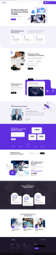 html网页制作模板代码，紫色数字营销企业网页设计案例