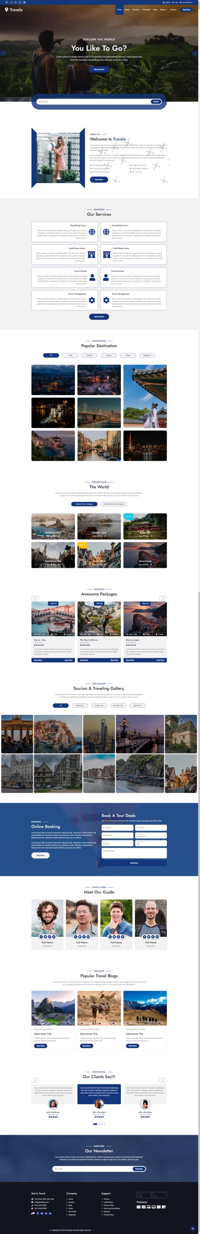 网站模板及源码必备，响应式环球旅游网站设计