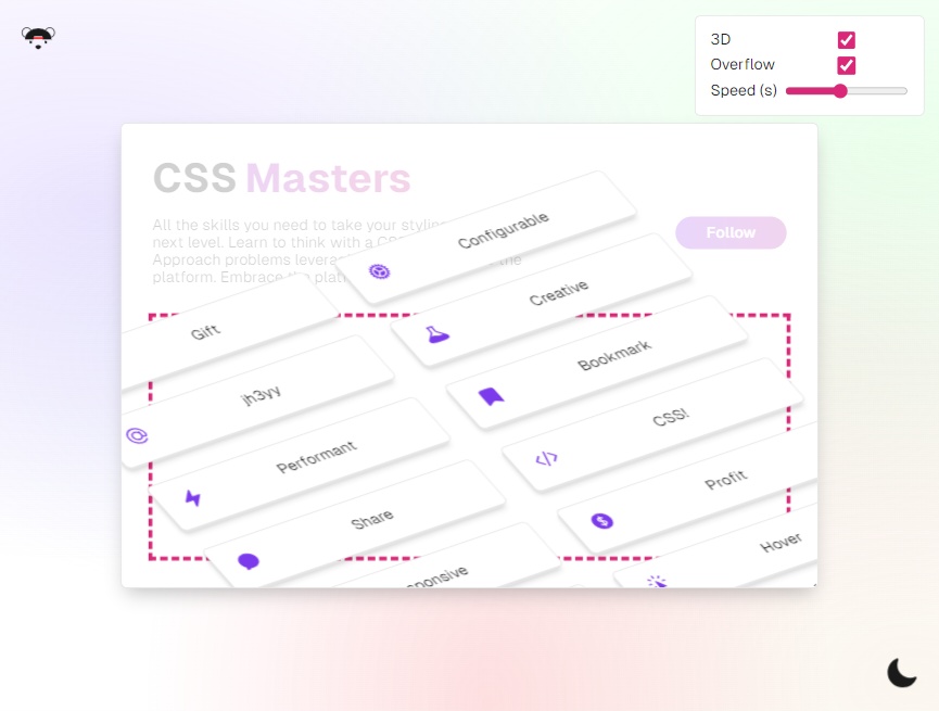 css動畫效果代碼案例，無限選框素材