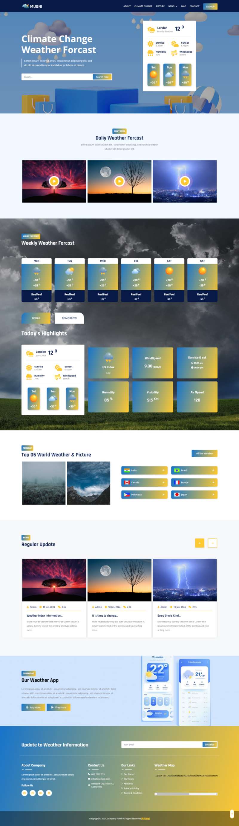 网页设计与制作代码，气象预报网页设计模板