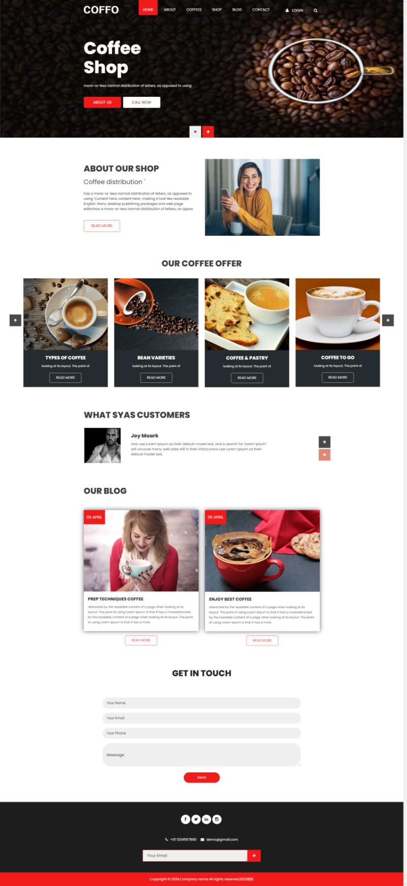 网页设计模板html代码，大气咖啡商城电子商务网页设计代码模板