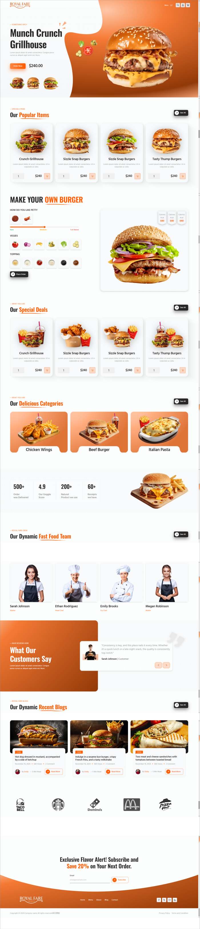 餐厅网页制作代码，通用汉堡网页设计素材