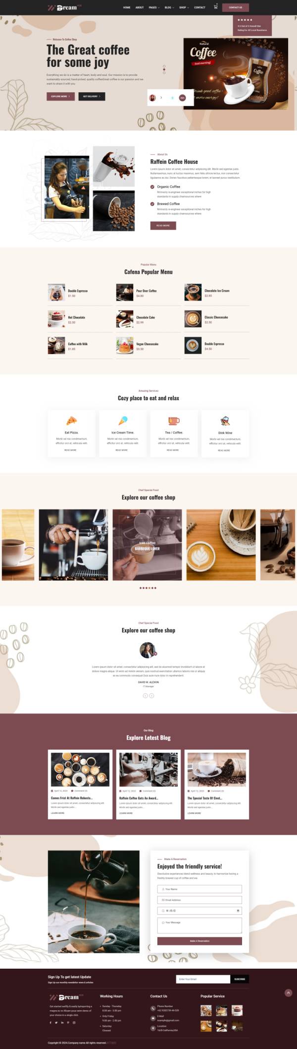网页设计与制作，简约咖啡厅网页设计
