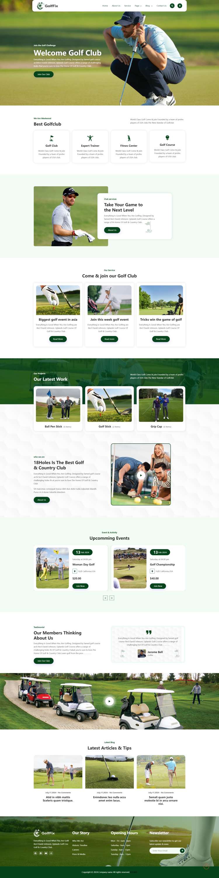 网页模板免费html，高尔夫俱乐部网页设计模板