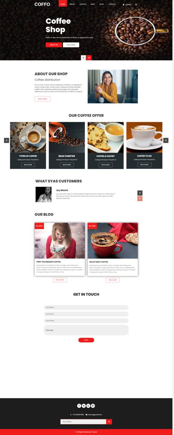 网站设计与制作，特色咖啡营销网页模板