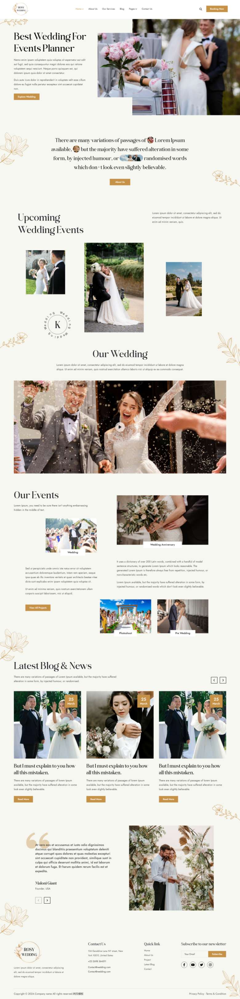 网页制作与设计，婚礼策划网站设计模板