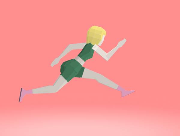 女孩3D建模跑步动态素材下载