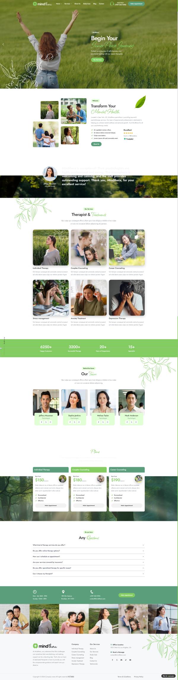 绿色心理咨询健康服务网页设计制作