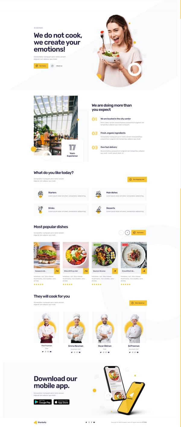 餐厅美食主题网页页面设计模板代码