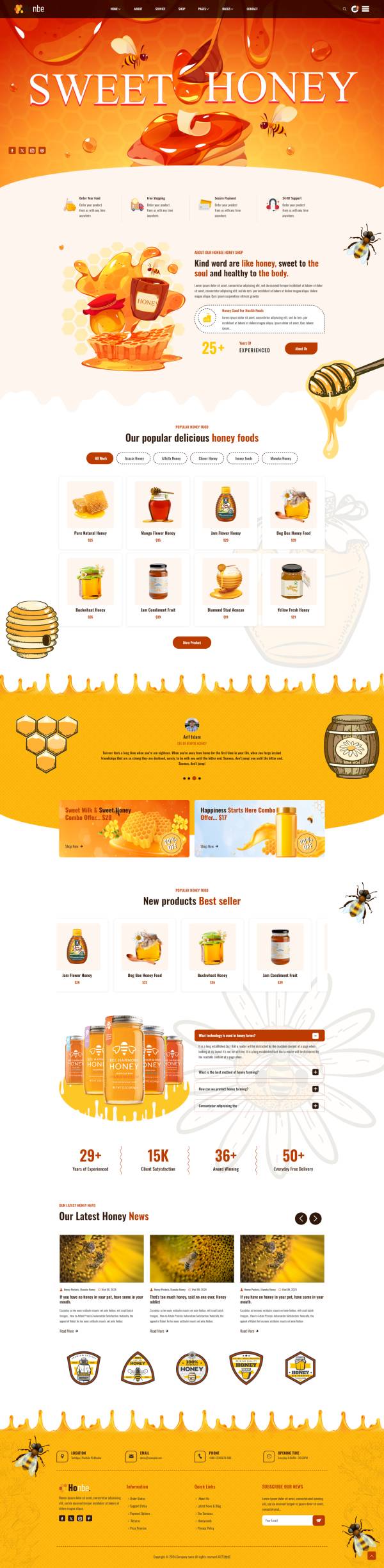 蜂蜜食品购物网站网页设计模板