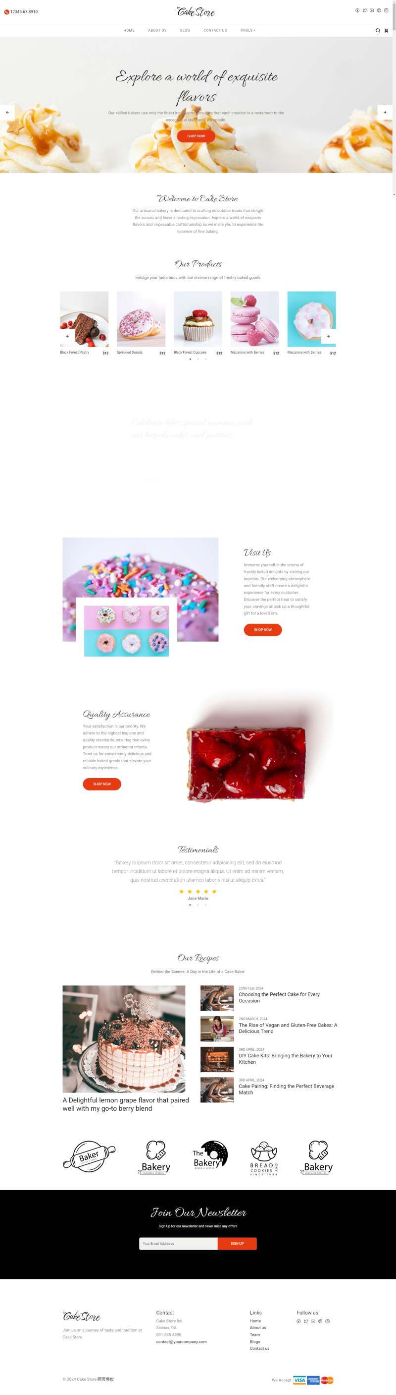 经典蛋糕甜品店网页设计源代码模板html