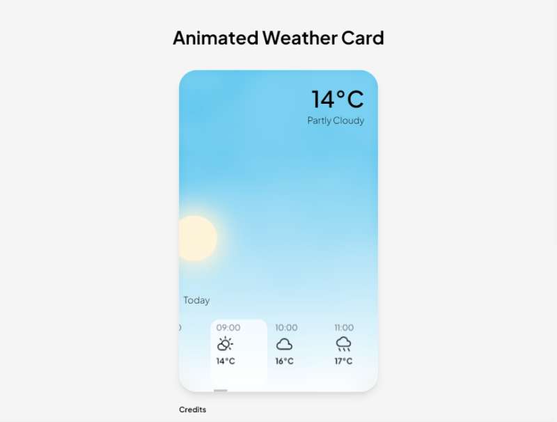 交互式天气卡片样式动画设计模板